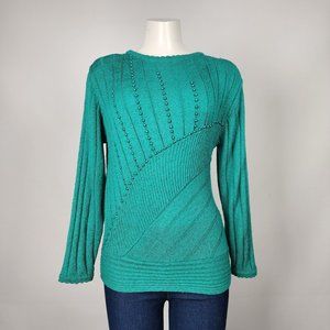 Vintage Just Nort Green knit Beaded Sweater